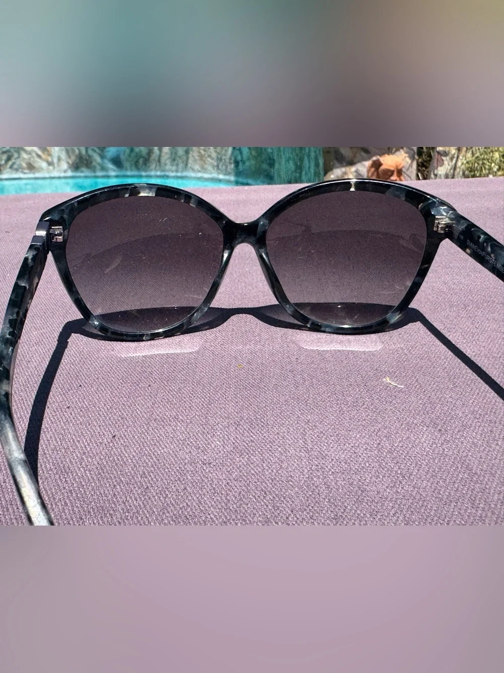 Diane Von Furstenberg Black Marble Butterfly Sunglasses